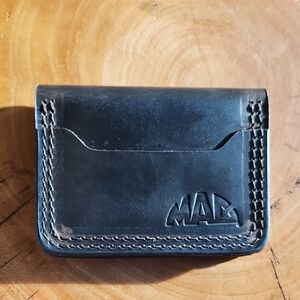 Leather Card Holder | Wallet Mens Distressed Dark Brown Holds 8 Cards